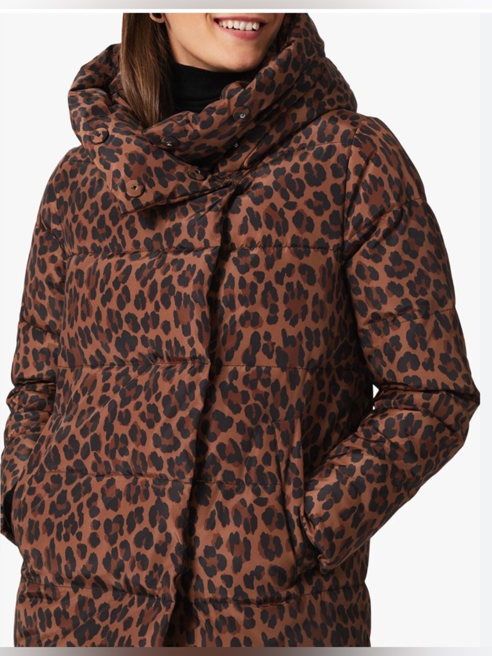 Hobbs London Heather Leopard Print Puffer Jacket — US Size 2 - EUC